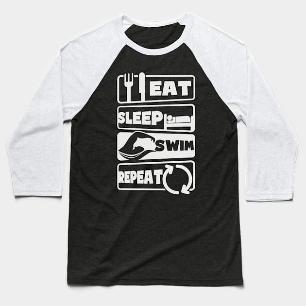 Swimming Athlete Shirt | Eat Sleep Repeat Baseball T-Shirt by Gawkclothing